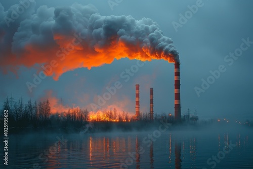 Industrial smoke emissions contribute to air pollution and global warming concerns