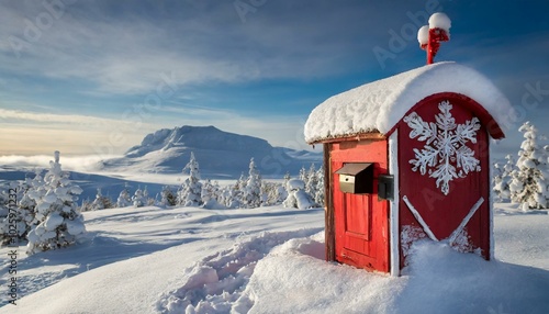 Briefkasten in verschneiter Winterlandschaft