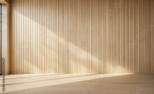 empty wooden room. background with shadow on planking wall