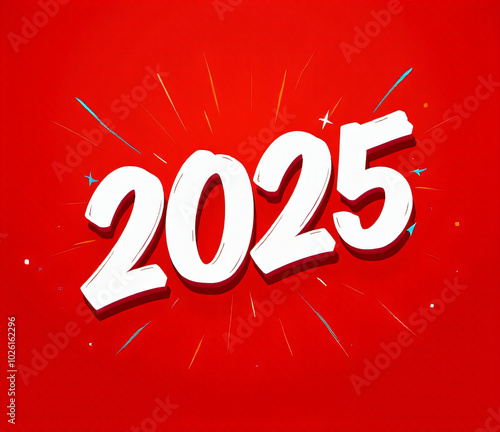 A vibrant and catchy design featuring 2025 written in bold white font on a dynamic red background._00001_