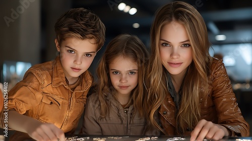 A family selling their heirloom jewelry in a vintage shop to keep up appearances, showing concern and emotional attachment in a nostalgic environment with carefully arranged displays Ultra-Realistic 