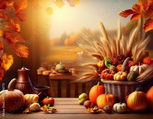 happy thanksgiving day background autumn harvest