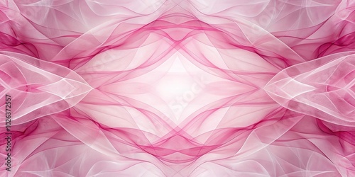 Symmetrical pink and white sheer fabric background