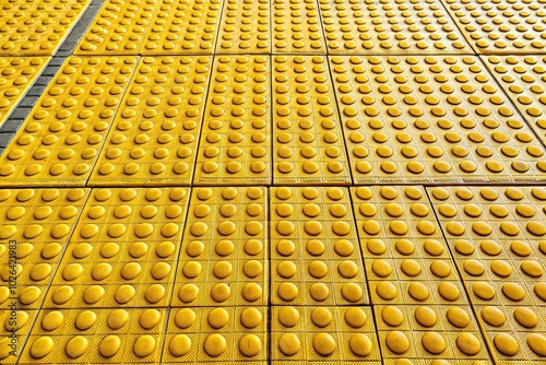 yellow tactile pavement tiles for the blind background panoramic