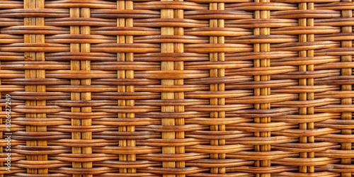 Panoramic brown rattan weave wicker pattern for background