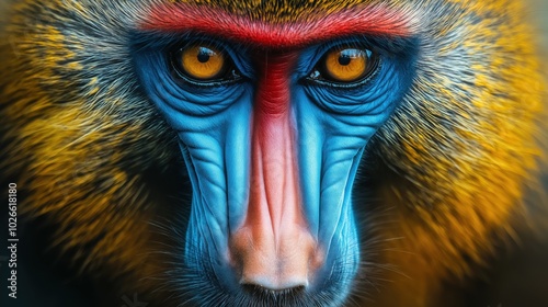 Closeup of colorful mandrill