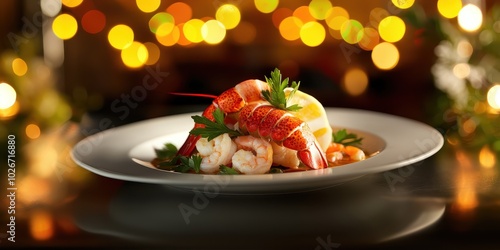 a plate of food with shrimp and vegetables