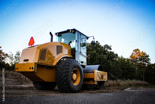 soil compactor on constructor site