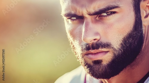 Close-up of professional baseball player in uniform, intense expression as he prepares to throw the ball during a high-stakes playoff game, capturing the focus and determination of the athlete