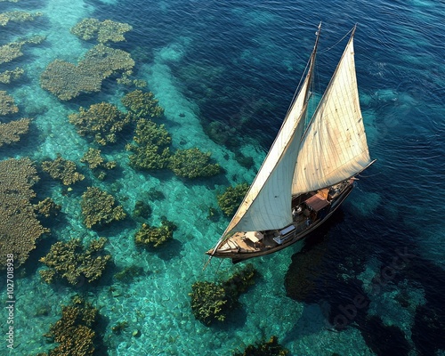 Traditional Dhow Sailing in Turquoise Waters