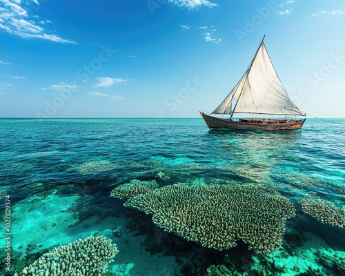 Traditional Dhow Sailing in Turquoise Waters