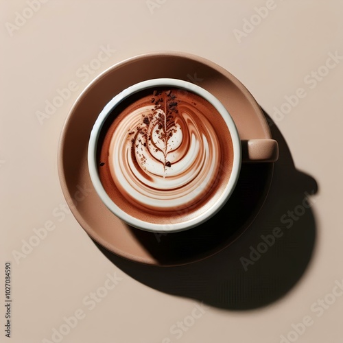 a cup of mocha coffee with a minimalist snap style.