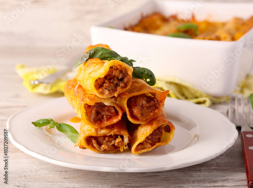 cannelloni with mincemeat filling