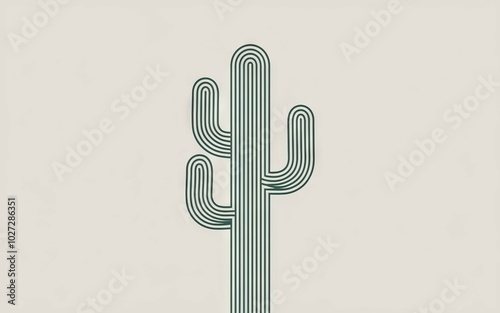 Line art cactus. Simple geometric cactus design, minimalist, modern style, great for decor or branding.