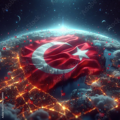 29 ekim cumhuriyet bayramı kutlama tasarımı. Translation: 29 october republic day celebration design.