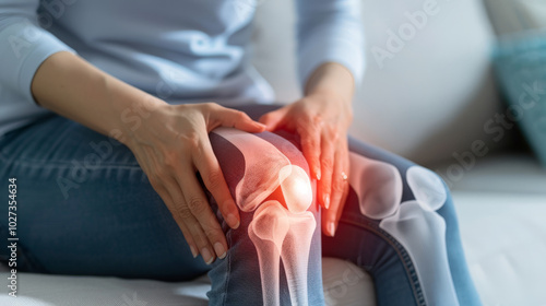 woman suffering from osteoarthritis at home