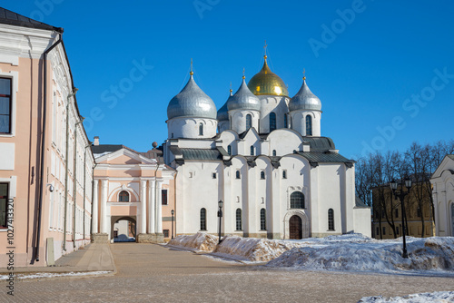 The ancient St. Sophia Cathedral. Kremlin, Veliky Novgorod, Russia