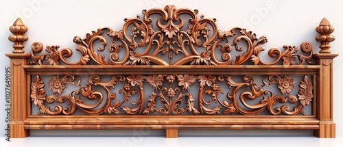 Intricate Wood Carving with Floral Design