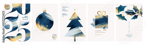 Christmas and New Year Greeting Cards. Vector illustration concepts for background, greeting card, party invitation card, website banner, social media banner, marketing material.