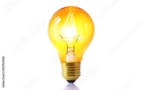 Glowing yellow light bulb isolated on white background. 3d illustration