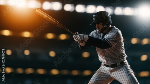 Baseball Player Prepares to Swing in a High-Stakes Playoff Game