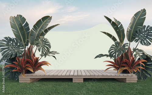 beach with palm trees and chair