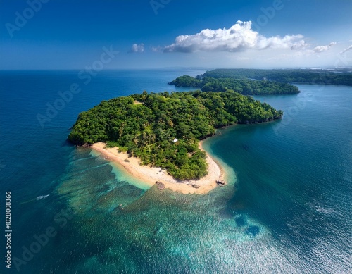 aerial of the island of annobon equatorial guinea africa