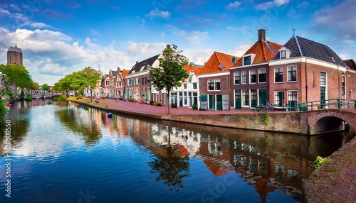 amersfoort canal with traditional dutch buildings on the margins amersfoort utrecht province the netherlands europe