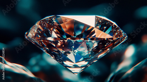 Brilliant diamond with sharp facets reflecting light