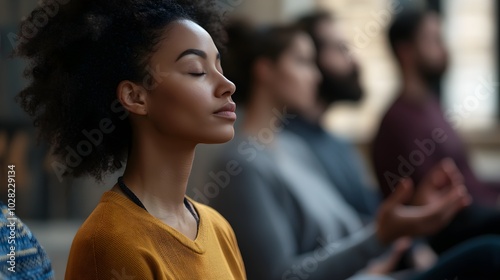 coworkers participating in a mindfulness workshop to improve emotional wellbeing in the workplace 