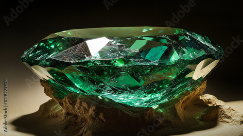 Brilliant emerald with deep green color and sharpness