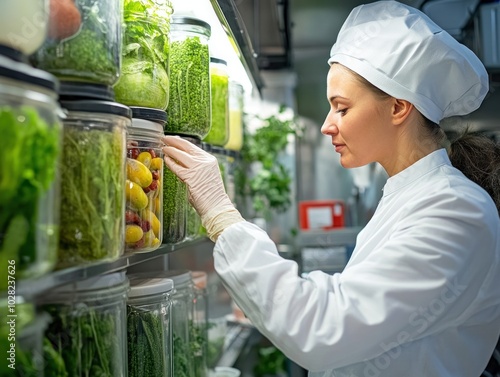 A food microbiology researcher examining the role of microorganisms in food spoilage and safety, contributing to enhanced food preservation techniques