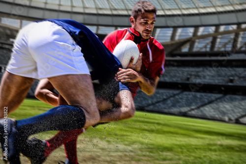 Composite image of rugby player