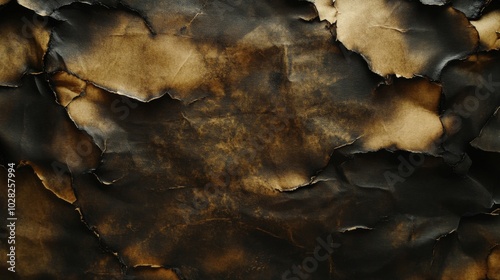 Burnt and Crumpled Paper with Charred Edges