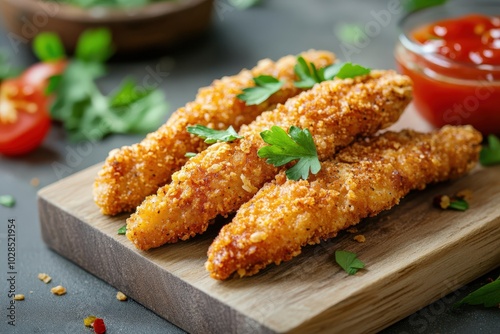 Chicken Strip. Crispy Golden Appetiser with Delicious Crunchy Coating