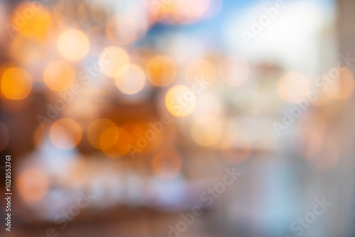 Warm light with beautiful pattern of round bokeh. 