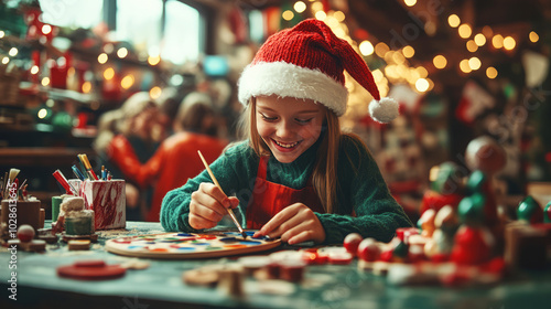 Joyful Elf Painting Toys in Christmas Workshop