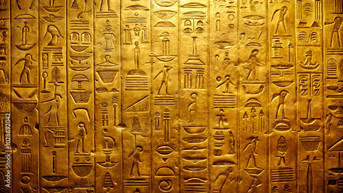 Solid minimalist ancient Egyptian hieroglyphs on gold background