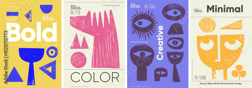 Creative poster design using vibrant vector shapes in a Brutalist style. Perfect for retro-inspired banners, festival posters, and modern media covers.