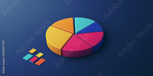 Colorful pie chart showing market share with legend on blue background