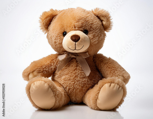 soft brown teddy bear isolated on white background 