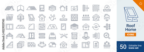 Roof icons Pixel perfect. window, construction, protection, ... 