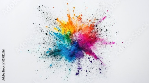 Colorful Powder Explosion on White Background