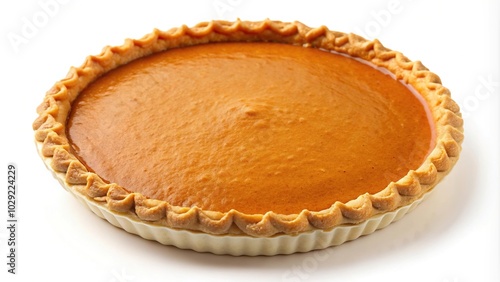 Fisheye pumpkin pie isolated on white background