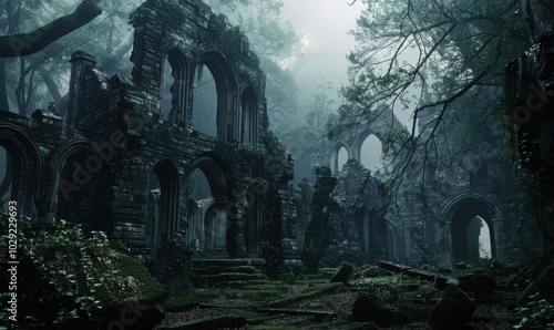 Eerie citadel of immortal darkness, 4K hyperrealistic photo