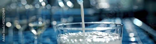 Realistic view of milk being tested for contaminants in a laboratory high-definition clarity