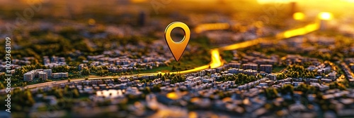 digital GPS location on the map and pin route path concept