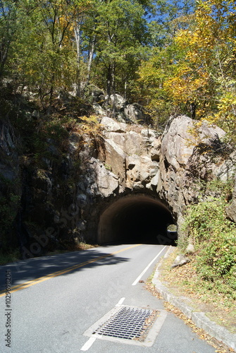 Skyline drive tunnel in beautiful appalachia