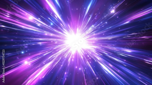 Abstract digital art starburst effect background deep purple CG hyperspace warp speed