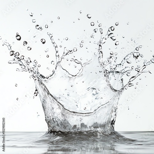 Running water splash on white background